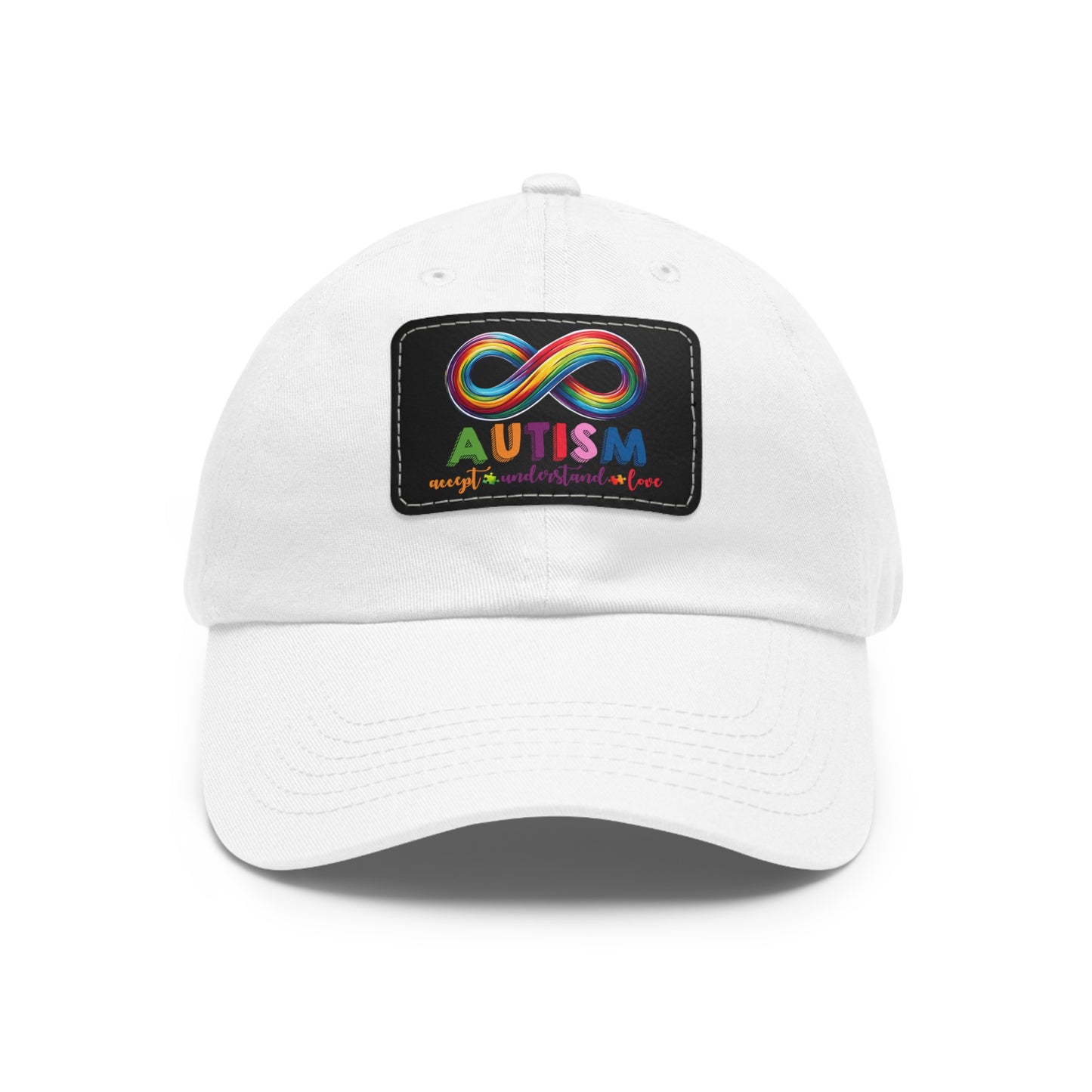 Autism Accept Dad Hat with Leather Patch (Rectangle)