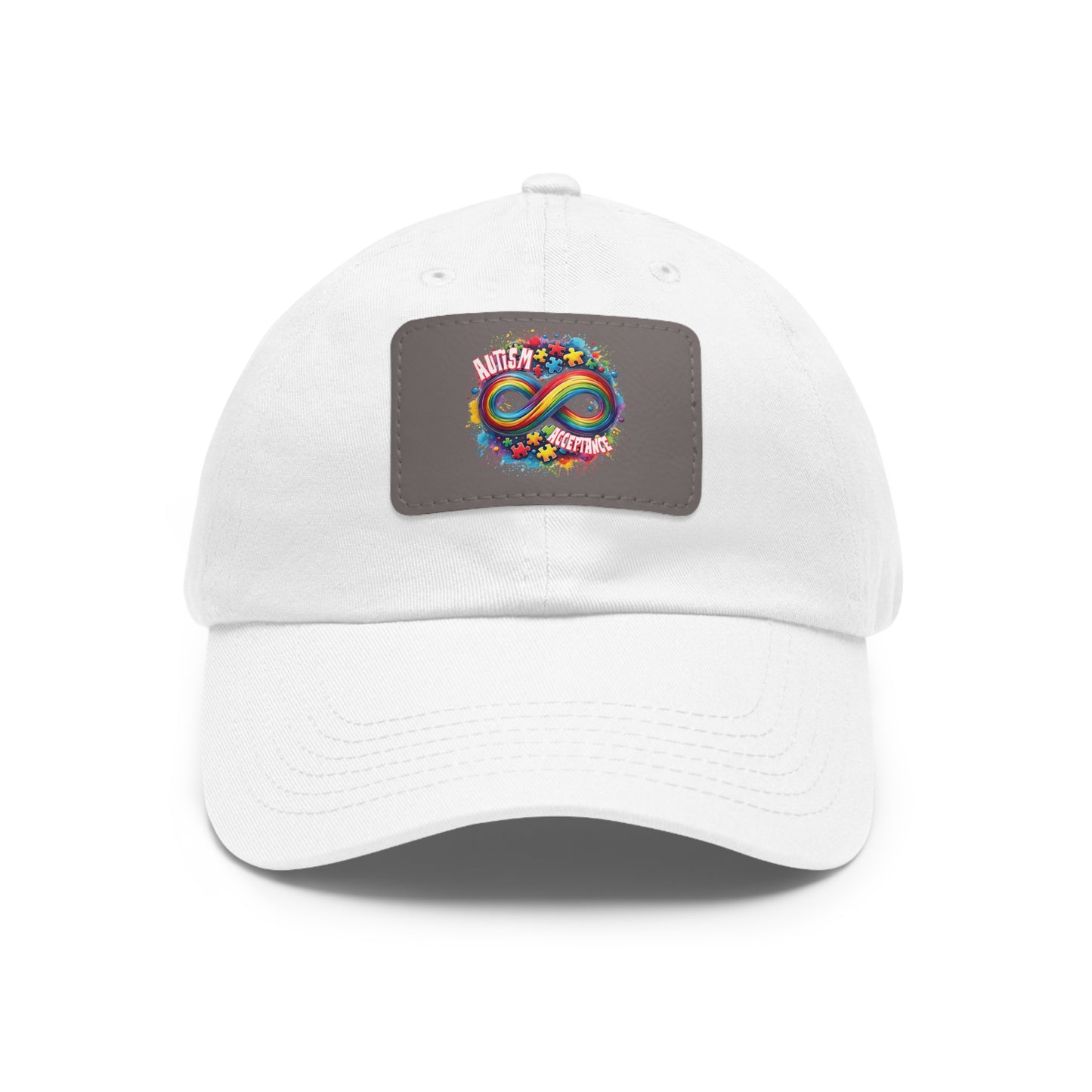 Autism Acceptance Dad Hat with Leather Patch (Rectangle)