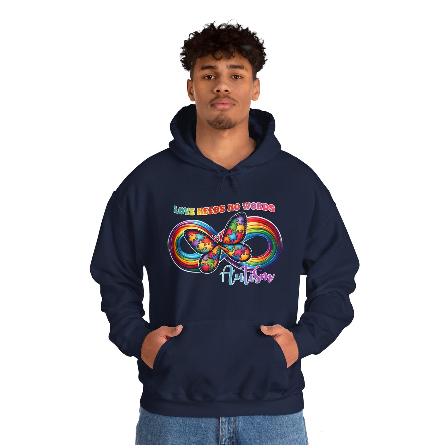 Autism Love needs no words Unisex Heavy Blend™ Hooded Sweatshirt