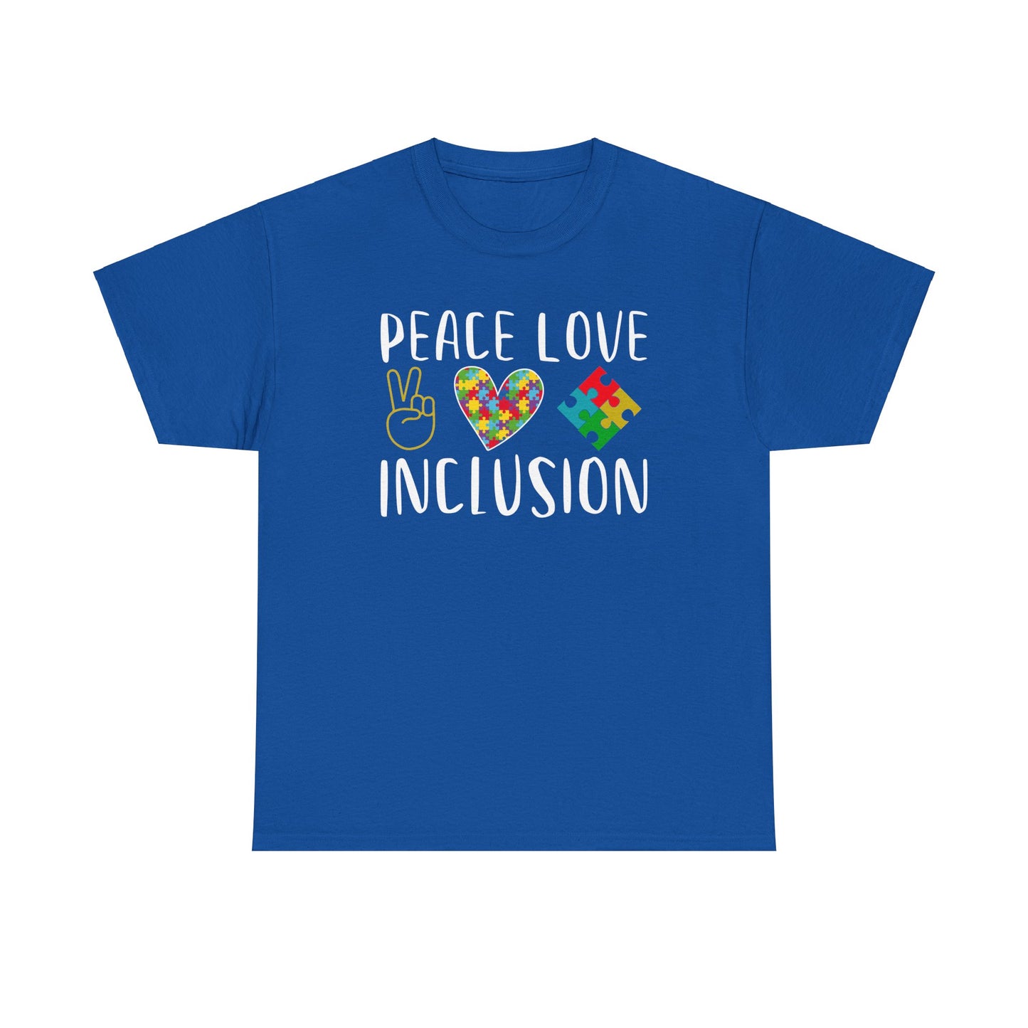 Autism Peace Love Inclusion Unisex Heavy Cotton Tee