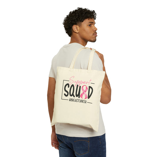 Support Squad Breast Cancer Cotton Canvas Tote Bag