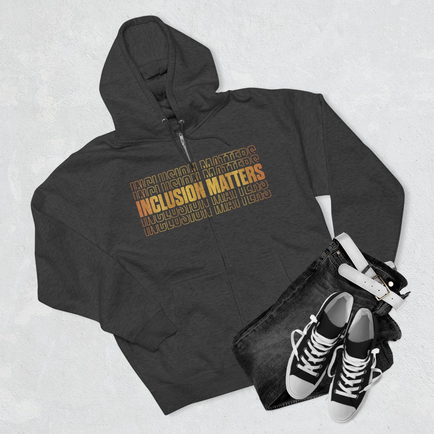 Inclusion Matters Gold Unisex Premium Full Zip Hoodie