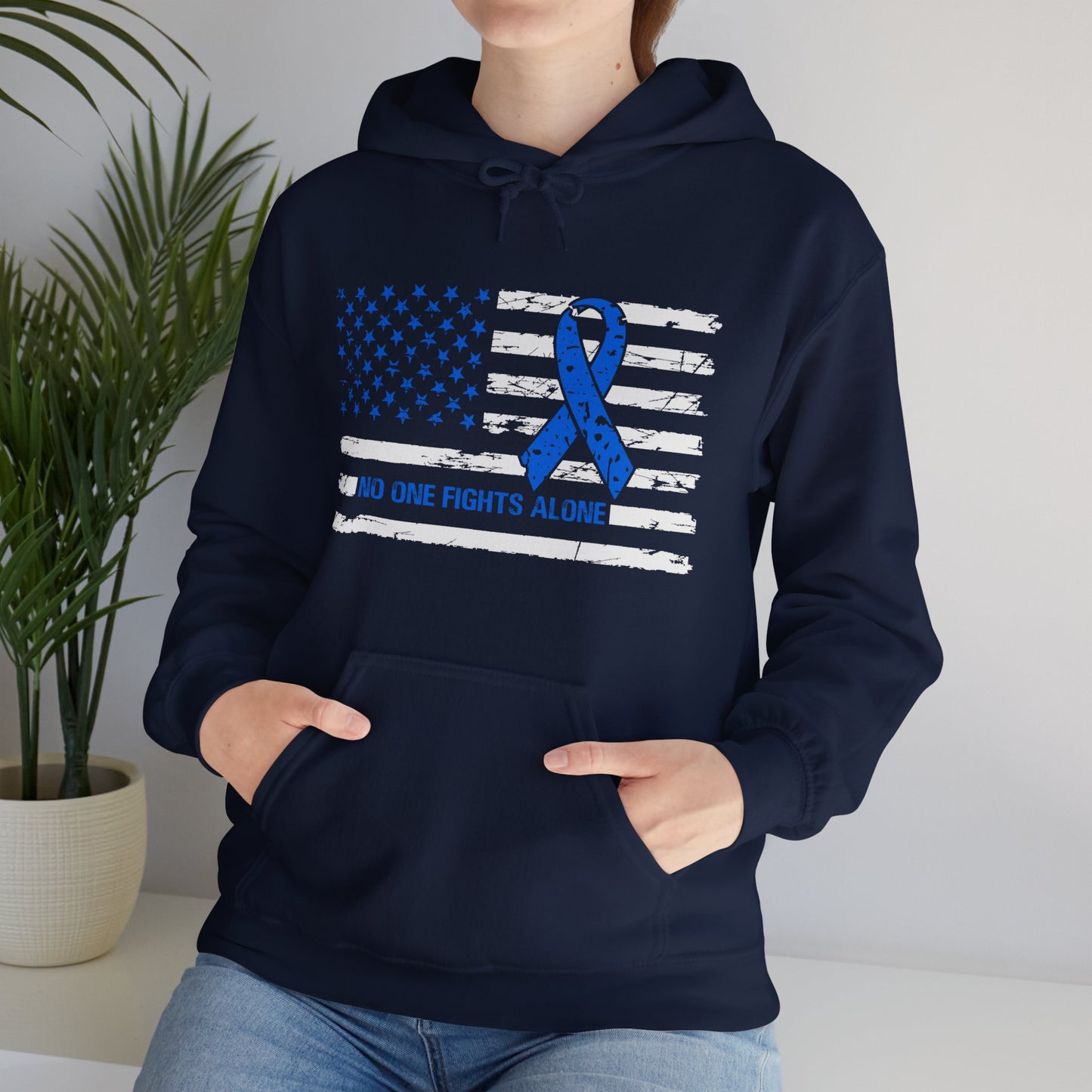 No one fights alone - Colon Cancer Unisex Heavy Blend™ Hooded Sweatshirt