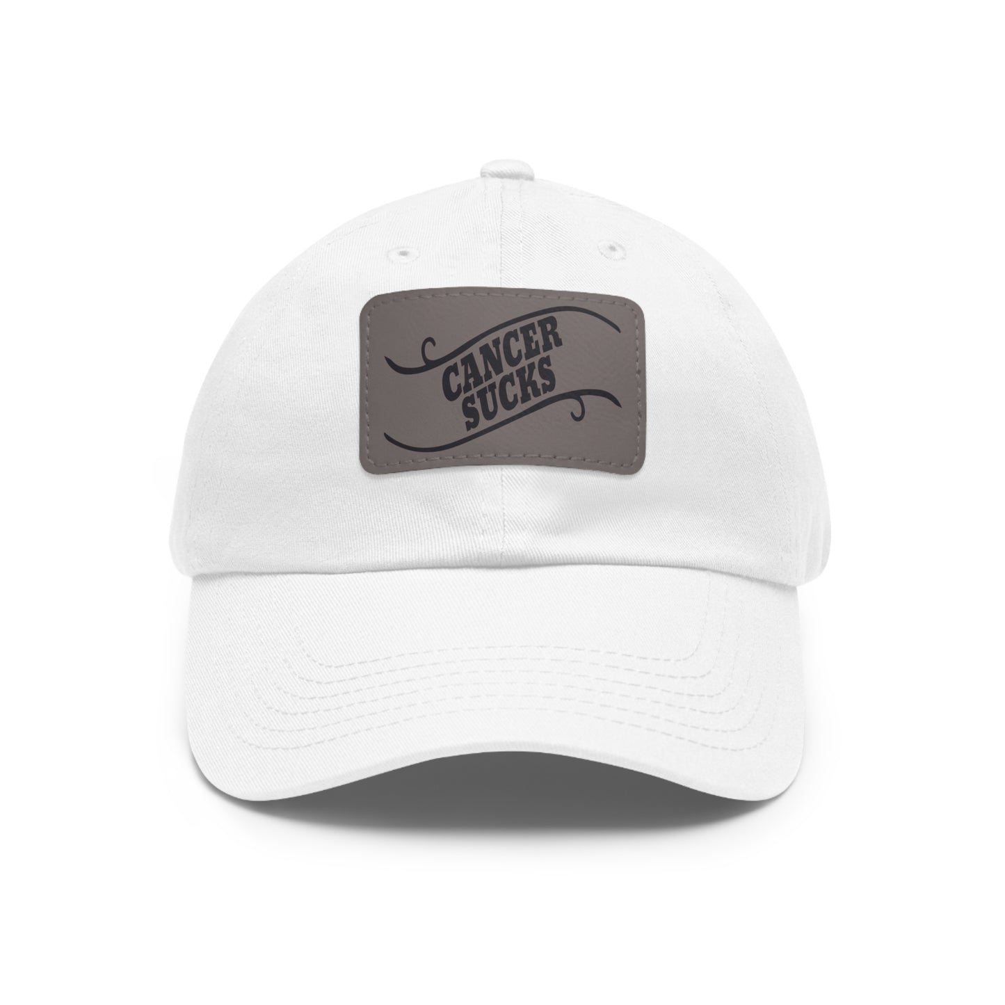 Cancer Sucks Dad Hat with Leather Patch (Rectangle)