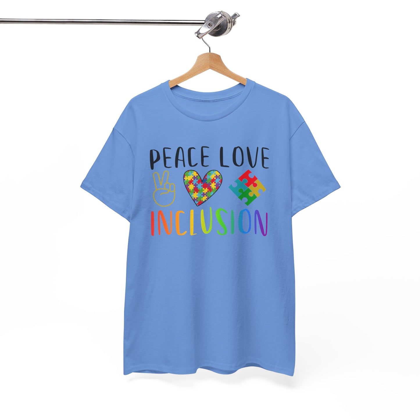 Autism Peace Love Inclusion Unisex Heavy Cotton Tee