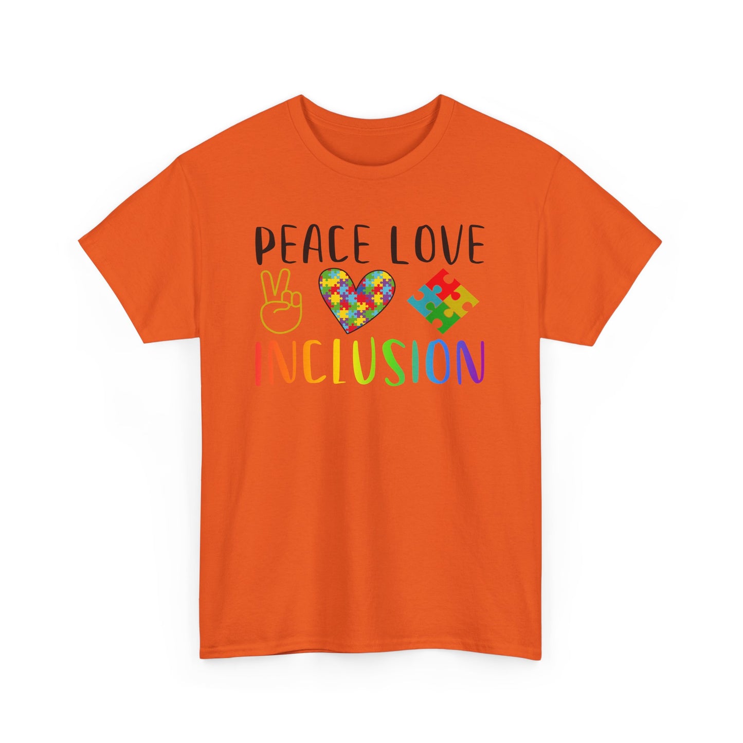 Autism Peace Love Inclusion Unisex Heavy Cotton Tee