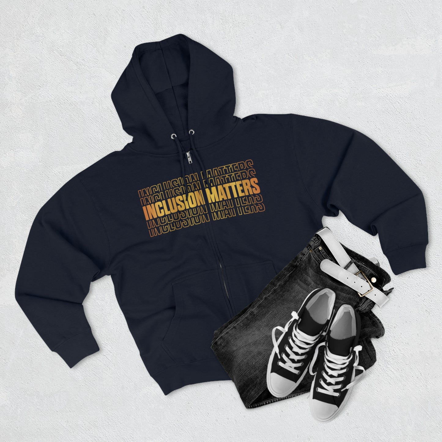 Inclusion Matters Gold Unisex Premium Full Zip Hoodie