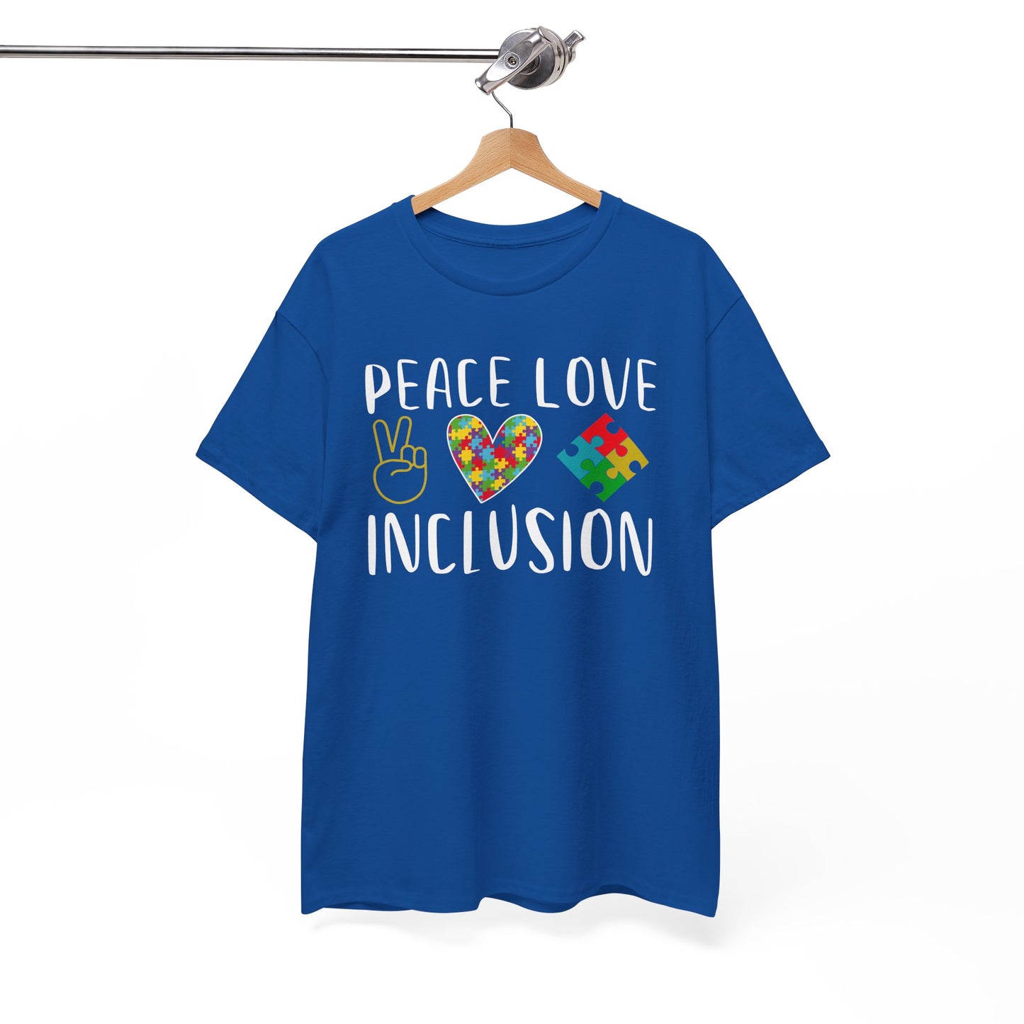 Autism Peace Love Inclusion Unisex Heavy Cotton Tee