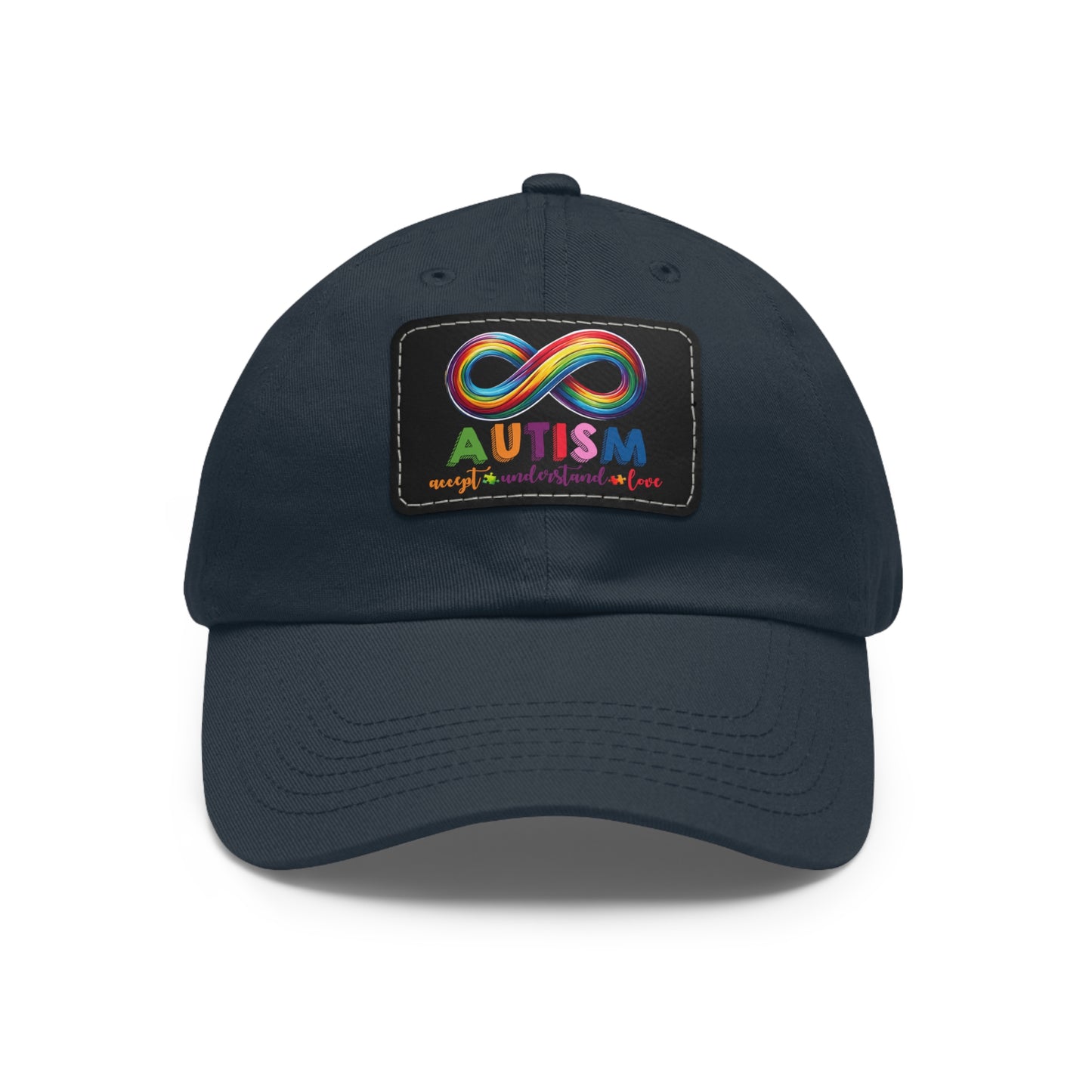 Autism Accept Dad Hat with Leather Patch (Rectangle)